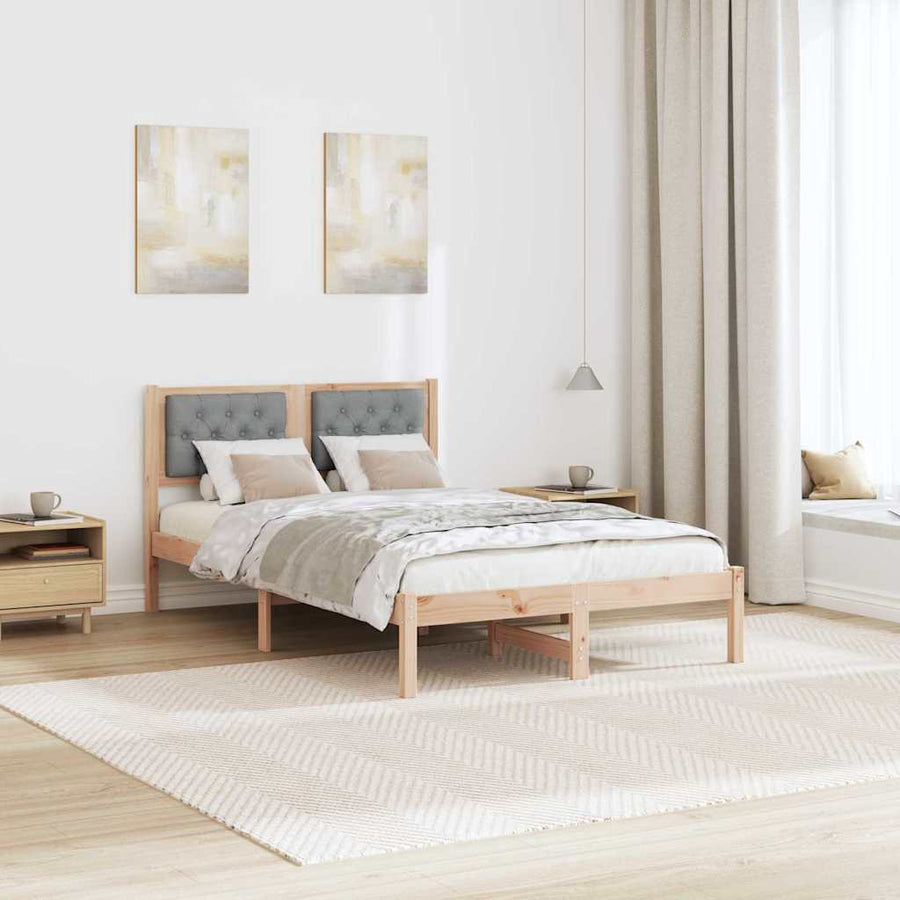Bedframe met hoofdeinde Lichtgrijs 120 x 200 cm Stof