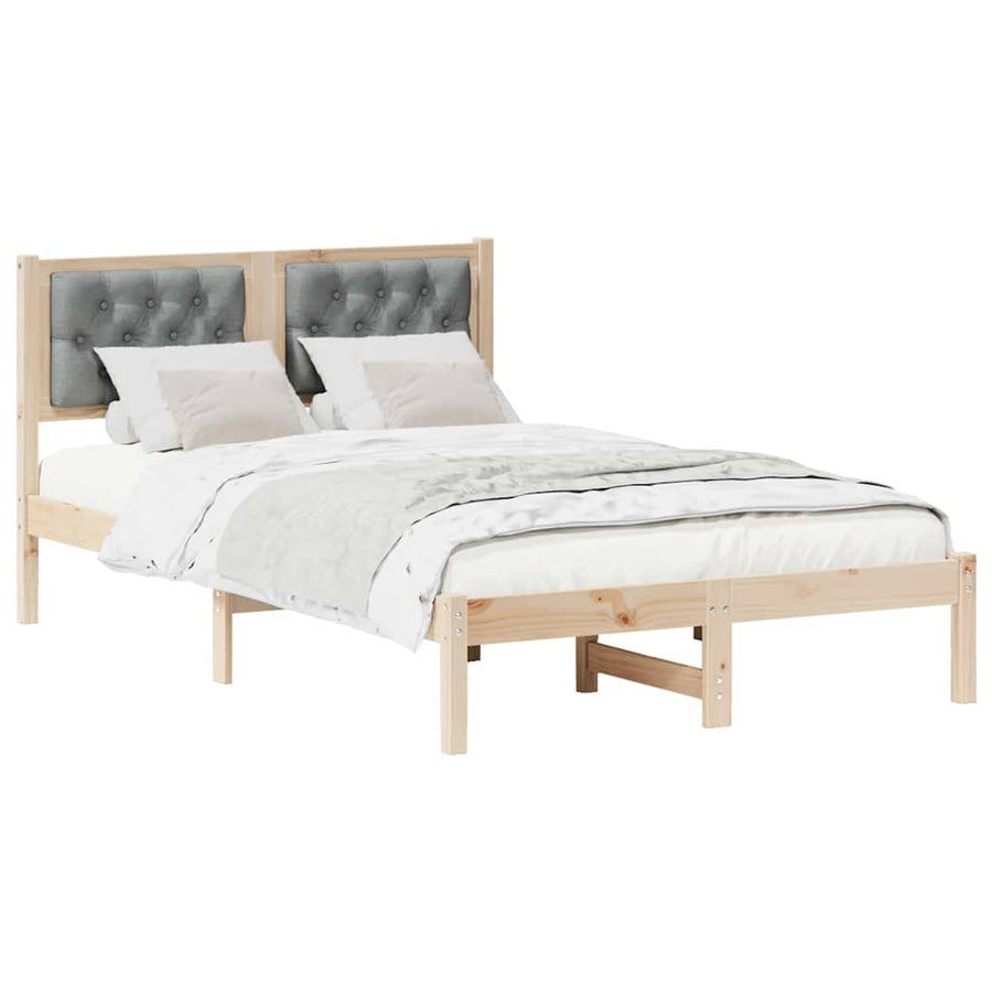 Bedframe met hoofdeinde Lichtgrijs 120 x 200 cm Stof