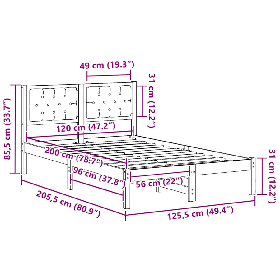 Bedframe met hoofdeinde Lichtgrijs 120 x 200 cm Stof