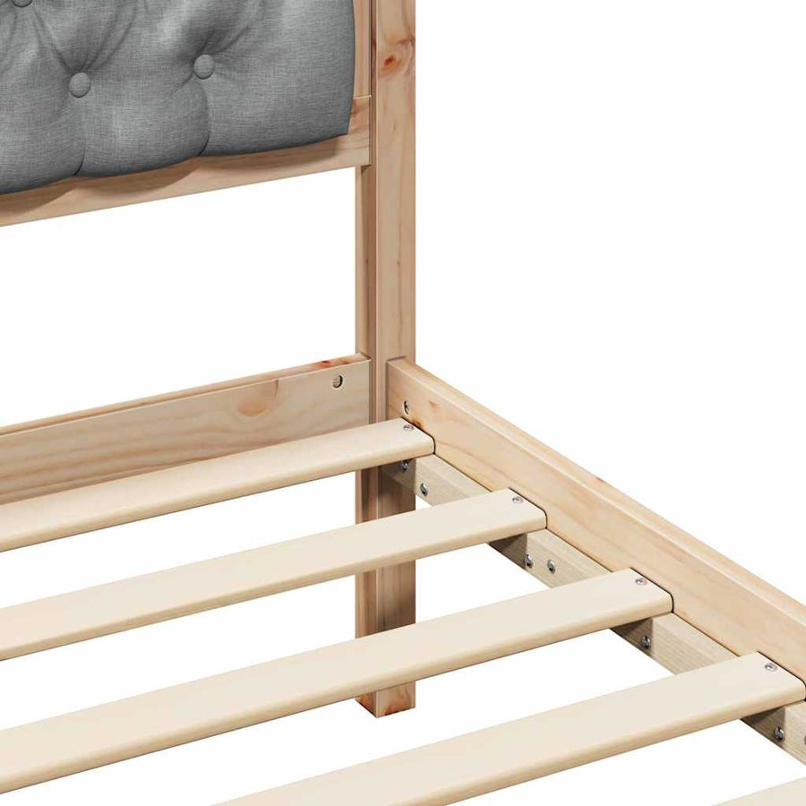 Bedframe met hoofdeinde Lichtgrijs 140 x 190 cm Stof