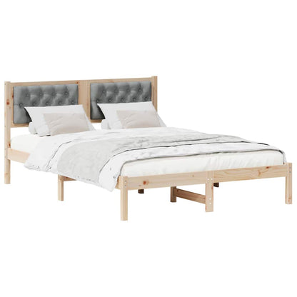 Bedframe met hoofdeinde Lichtgrijs 140 x 190 cm Stof