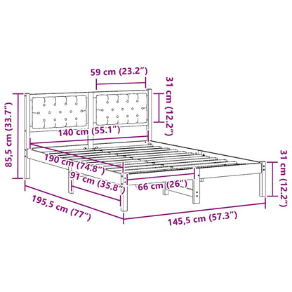 Bedframe met hoofdeinde Lichtgrijs 140 x 190 cm Stof