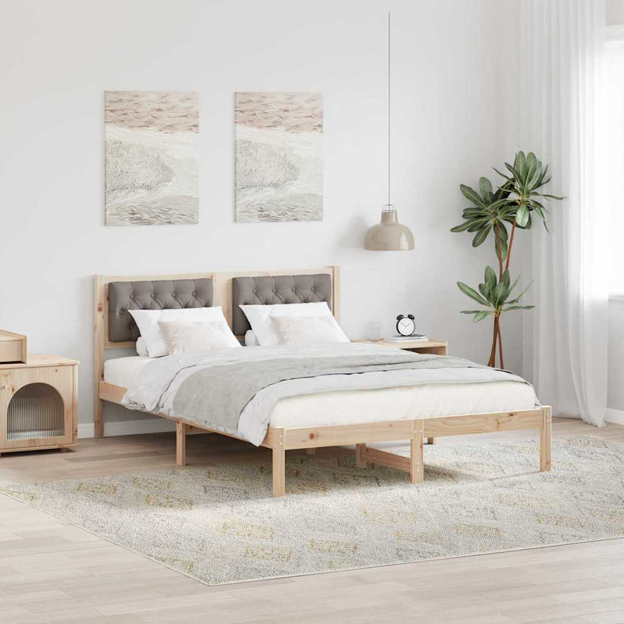 Bedframe met hoofdeinde Taupe 140 x 190 cm Stof