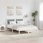 Bedframe 140x190 cm lichtgrijs massief grenenhout