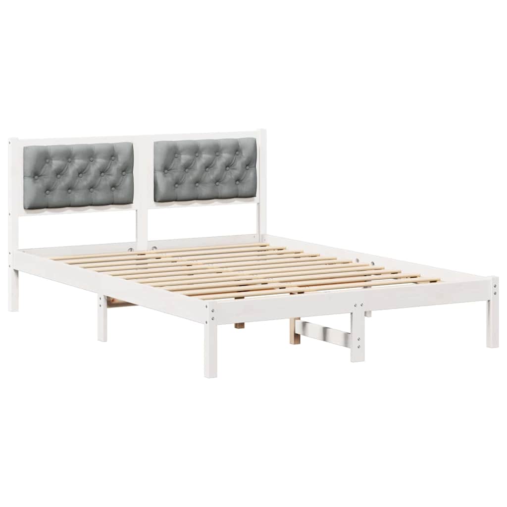 Bedframe met hoofdeinde Lichtgrijs 140 x 190 cm Stof