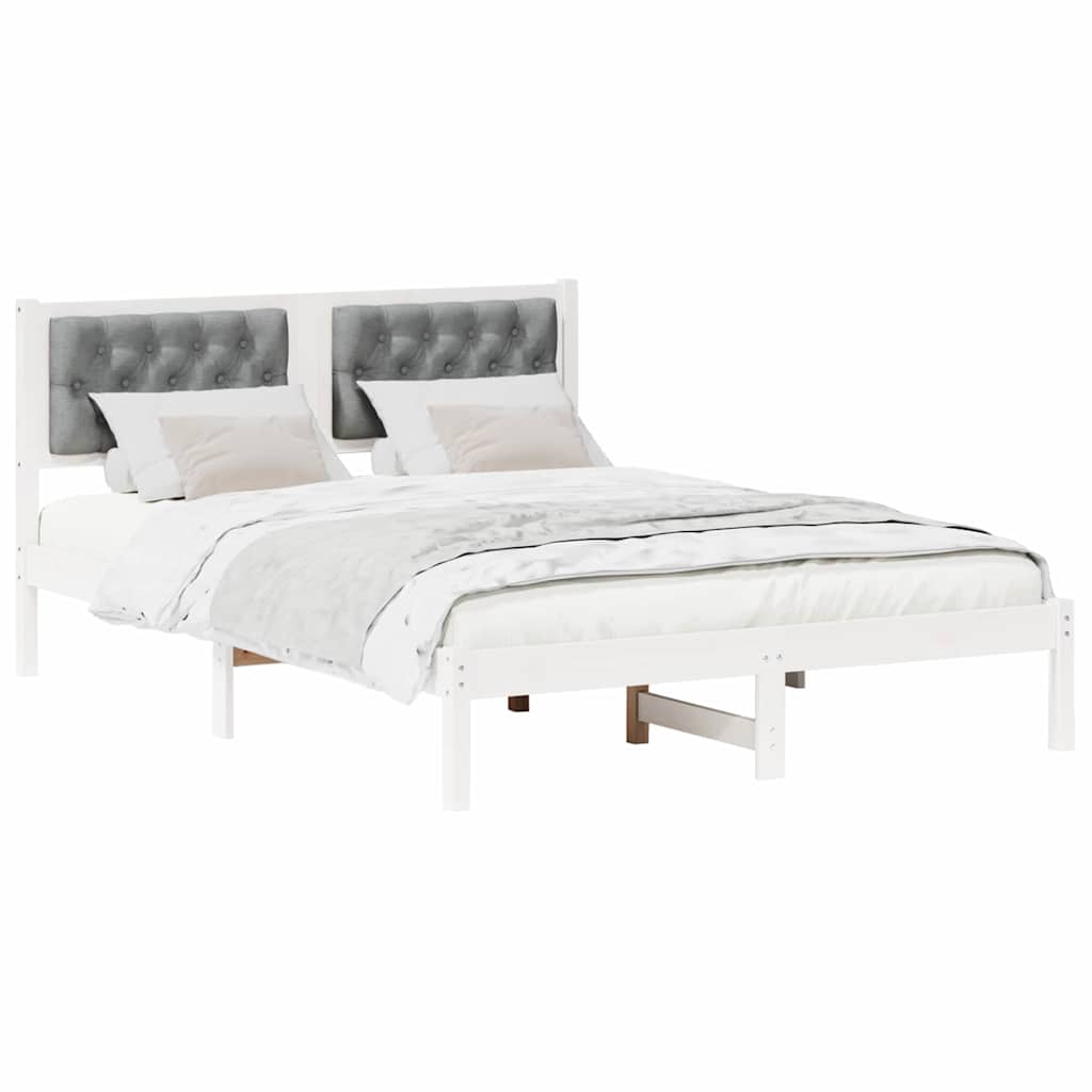 Bedframe met hoofdeinde Lichtgrijs 140 x 190 cm Stof