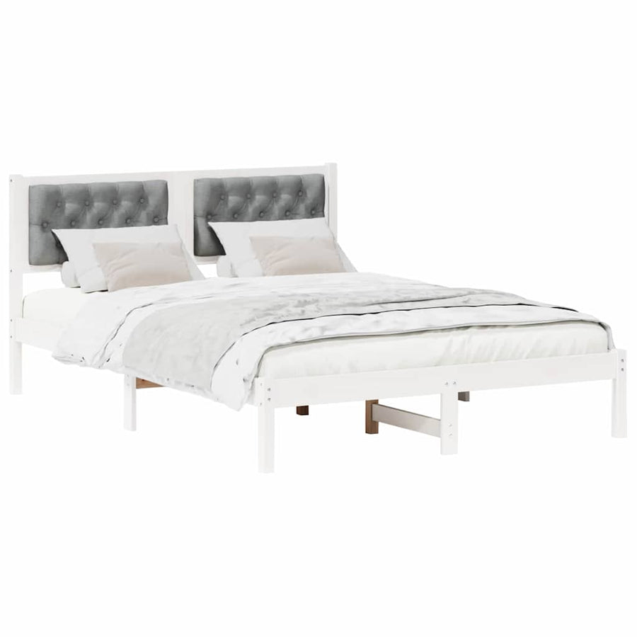 Bedframe met hoofdeinde Lichtgrijs 140 x 190 cm Stof