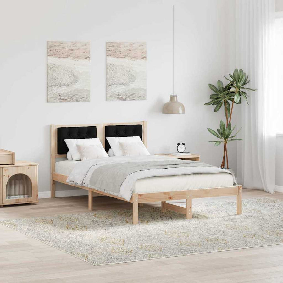 Bedframe met hoofdeinde Zwart 135 x 190 cm Stof