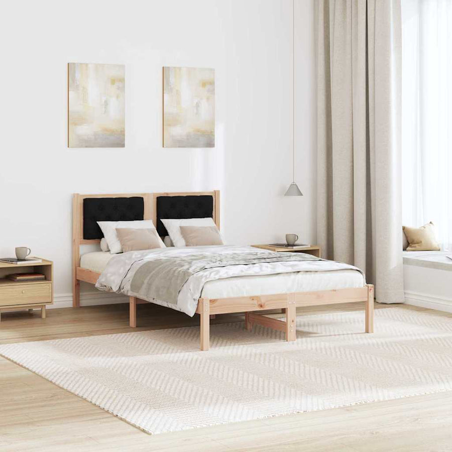 Bedframe met hoofdeinde Zwart 135 x 190 cm Stof