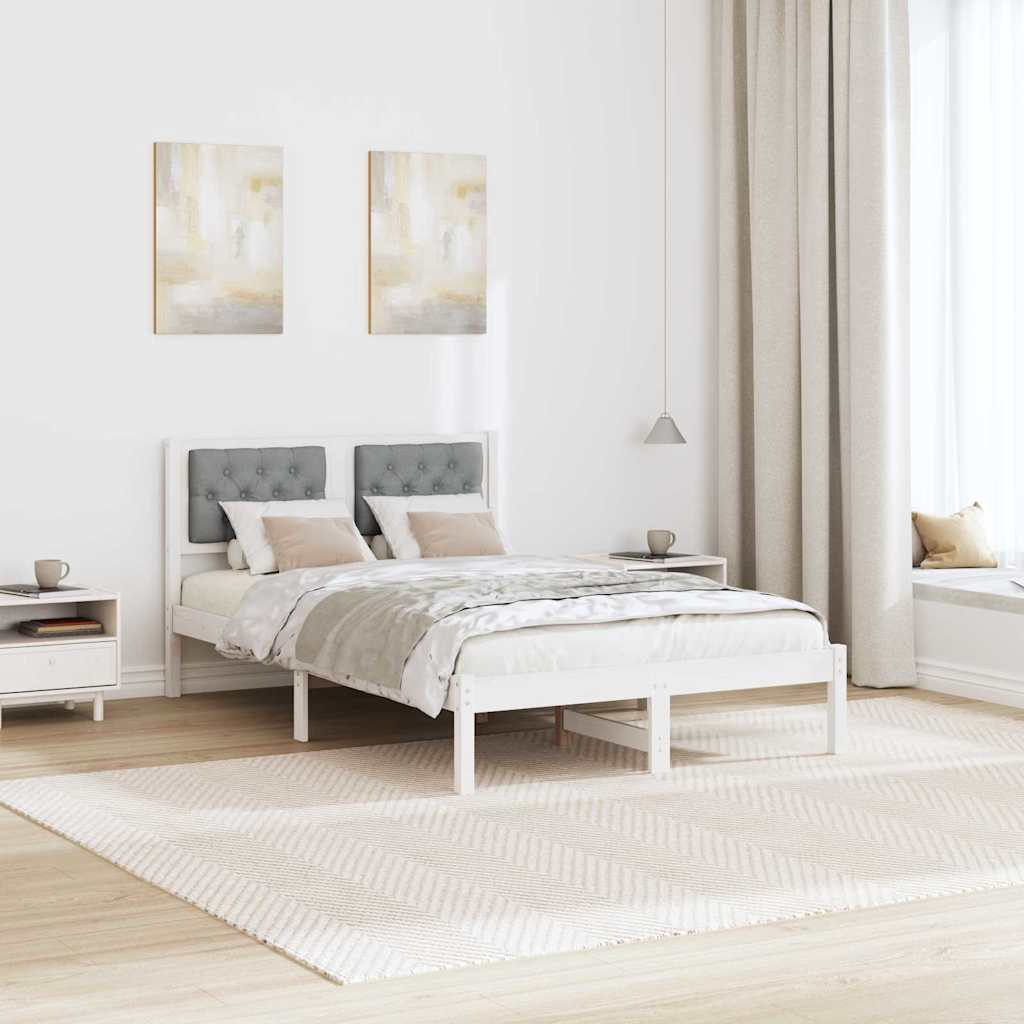 Bedframe met hoofdeinde Lichtgrijs 135 x 190 cm Stof
