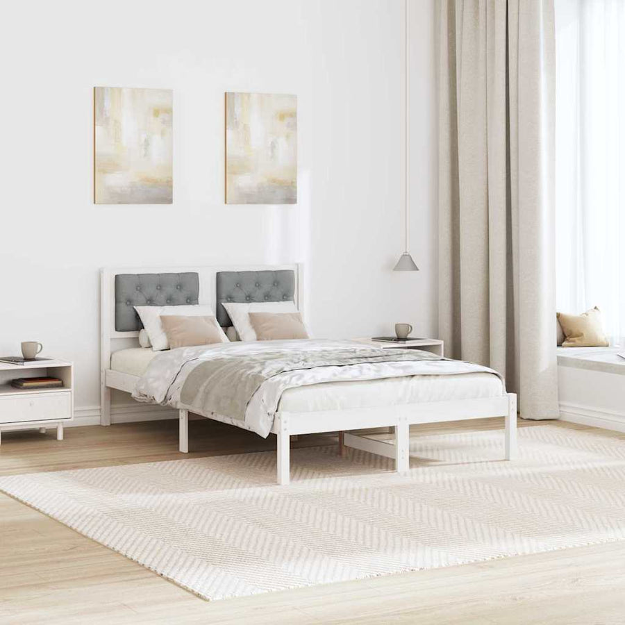 Bedframe met hoofdeinde Lichtgrijs 135 x 190 cm Stof