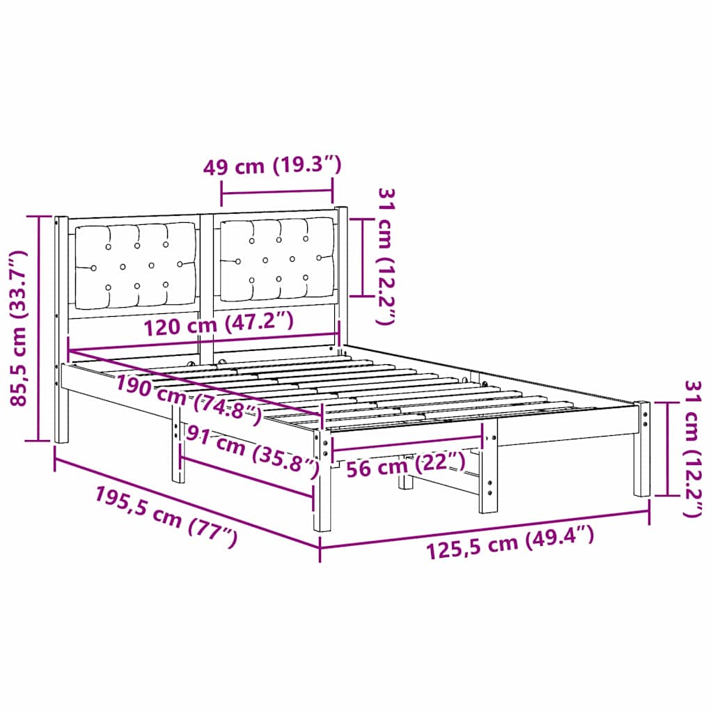 Bedframe met hoofdeinde Taupe 120 x 190 cm Stof