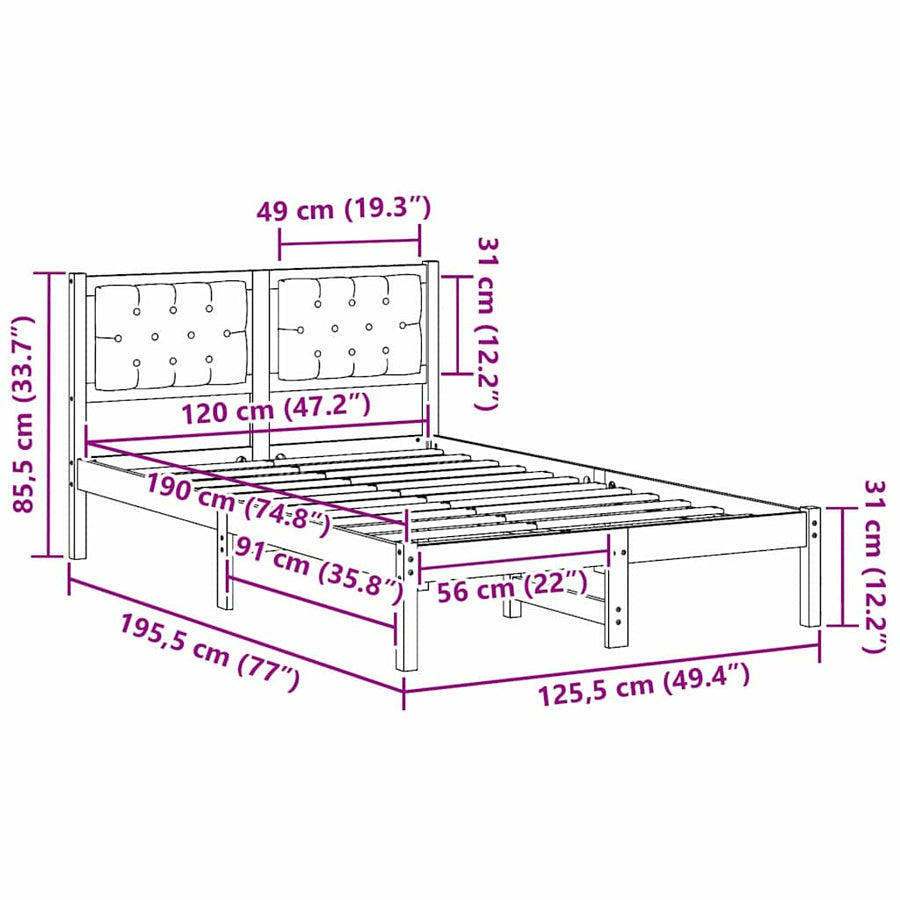 Bedframe met hoofdeinde Taupe 120 x 190 cm Stof