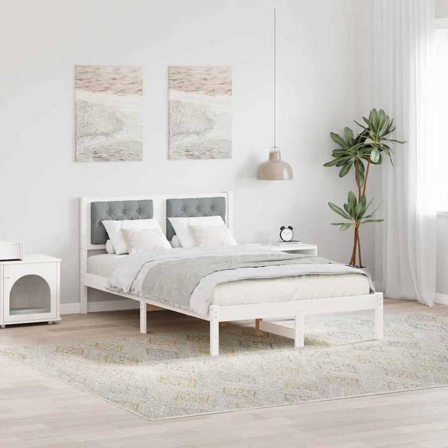 Bedframe met hoofdeinde Lichtgrijs 120 x 190 cm Stof