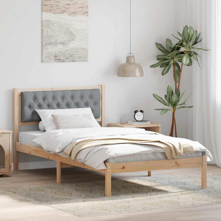 Bedframe met hoofdeinde Lichtgrijs 100 x 200 cm Stof