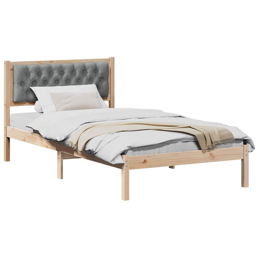 Bedframe met hoofdeinde Lichtgrijs 100 x 200 cm Stof