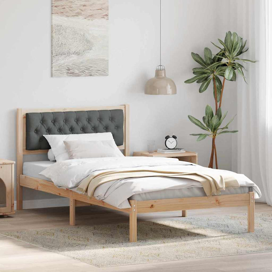 Bedframe met hoofdeinde Donkergrijs 100 x 200 cm Stof
