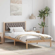 Bedframe 100x200 cm massief grenenhout taupe hoofdeinde