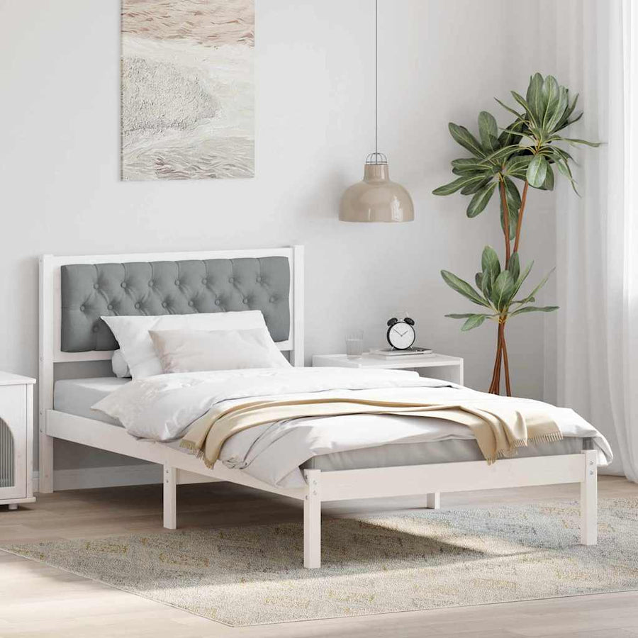 Bedframe met hoofdeinde Lichtgrijs 100 x 200 cm Stof