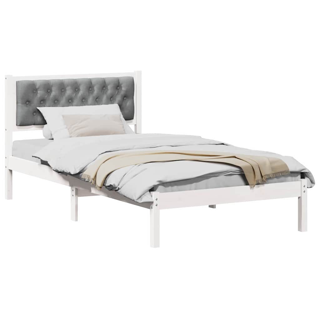 Bedframe met hoofdeinde Lichtgrijs 100 x 200 cm Stof