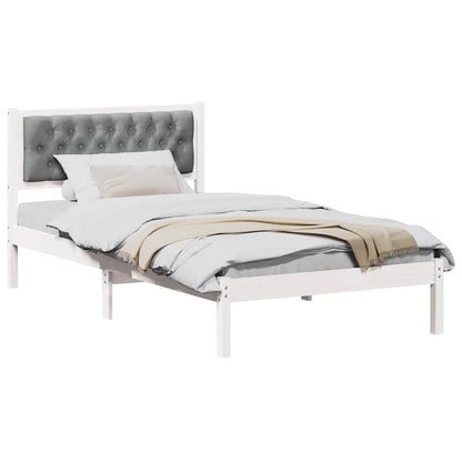 Bedframe met hoofdeinde Lichtgrijs 100 x 200 cm Stof