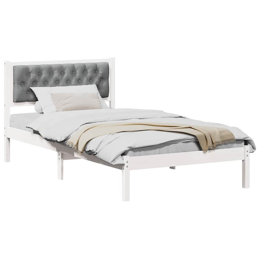 Bedframe met hoofdeinde Lichtgrijs 100 x 200 cm Stof