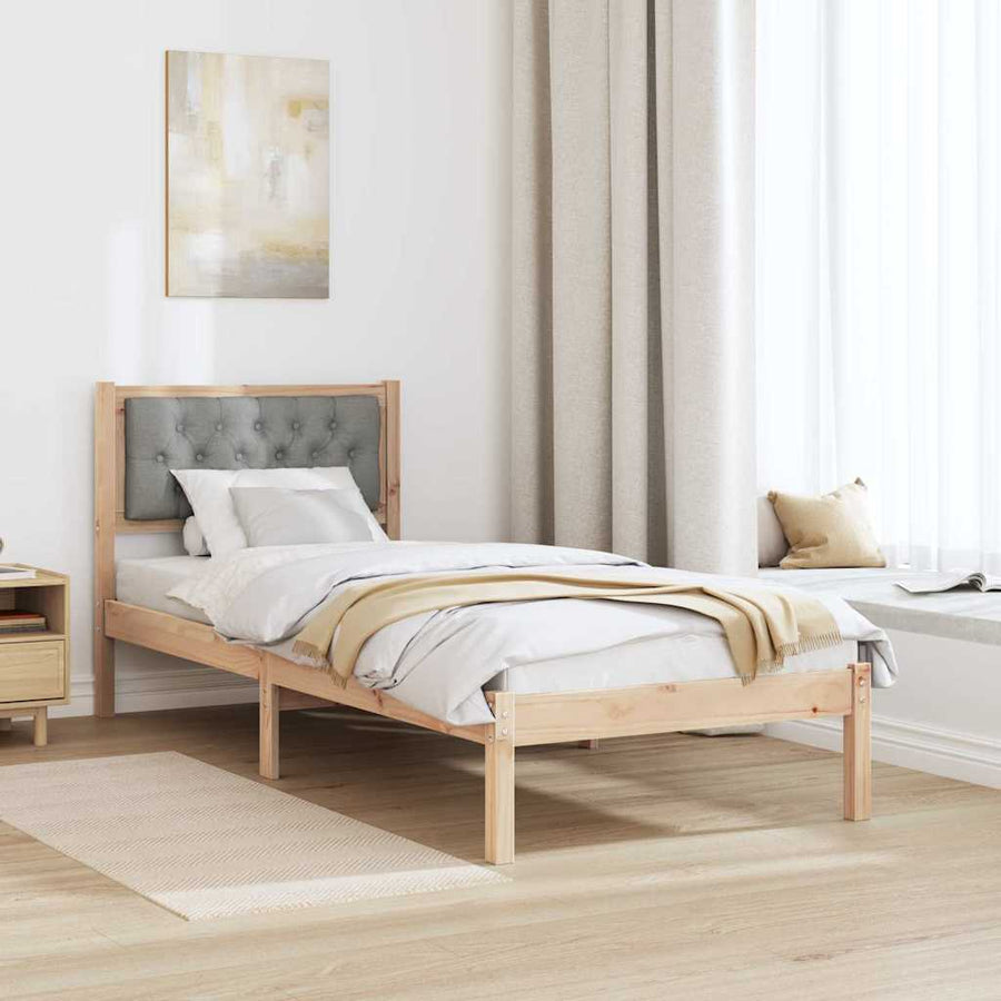 Bedframe met hoofdeinde Lichtgrijs 90 x 200 cm Stof
