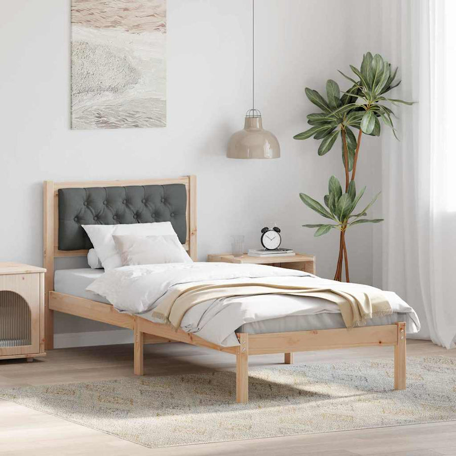 Bedframe met hoofdeinde Donkergrijs 90 x 200 cm Stof