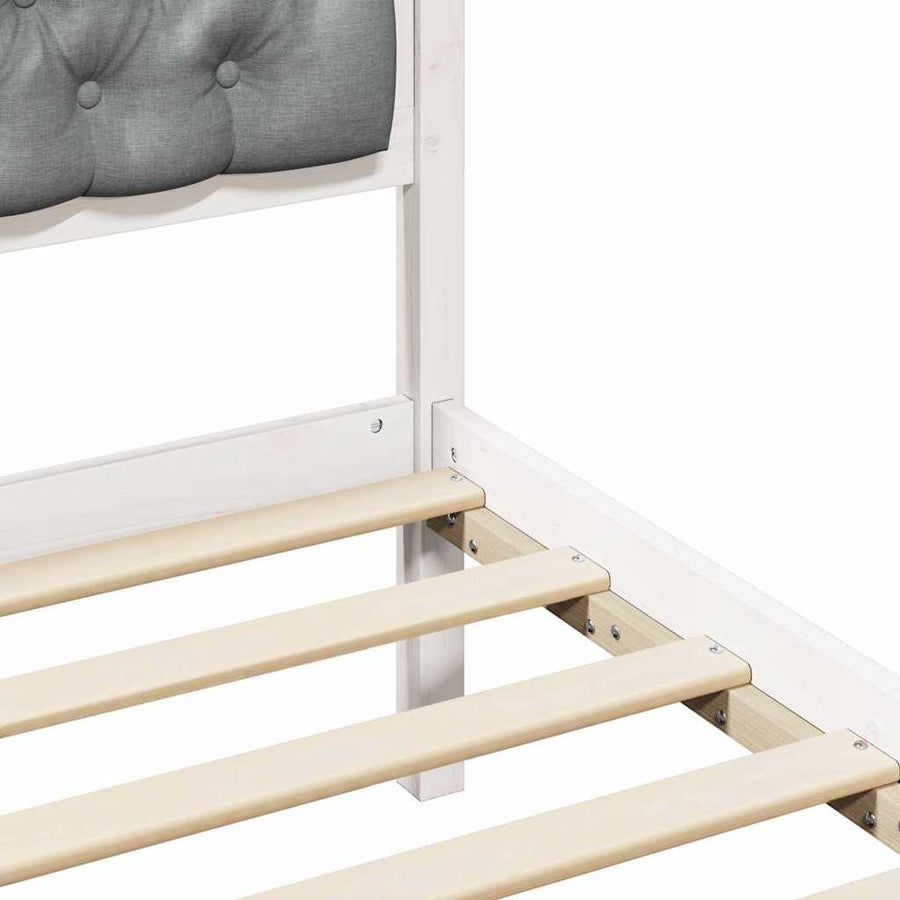 Bedframe met hoofdeinde Lichtgrijs 90 x 200 cm Stof