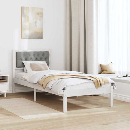 Bedframe met hoofdeinde Lichtgrijs 90 x 200 cm Stof
