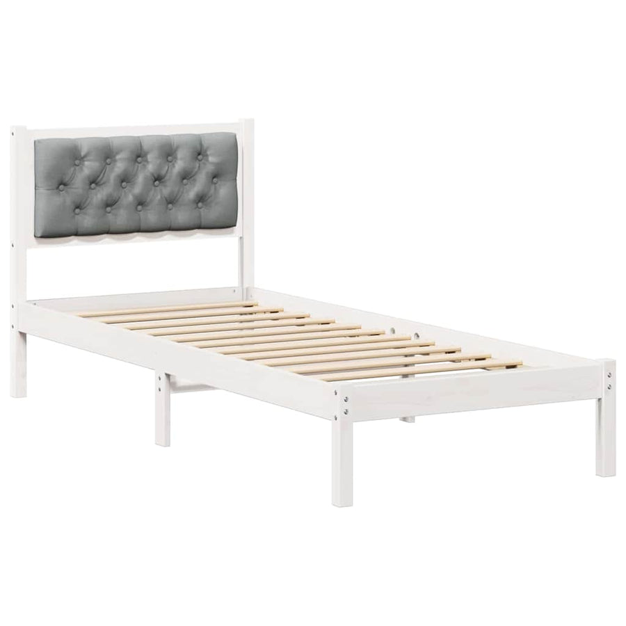 Bedframe met hoofdeinde Lichtgrijs 90 x 200 cm Stof