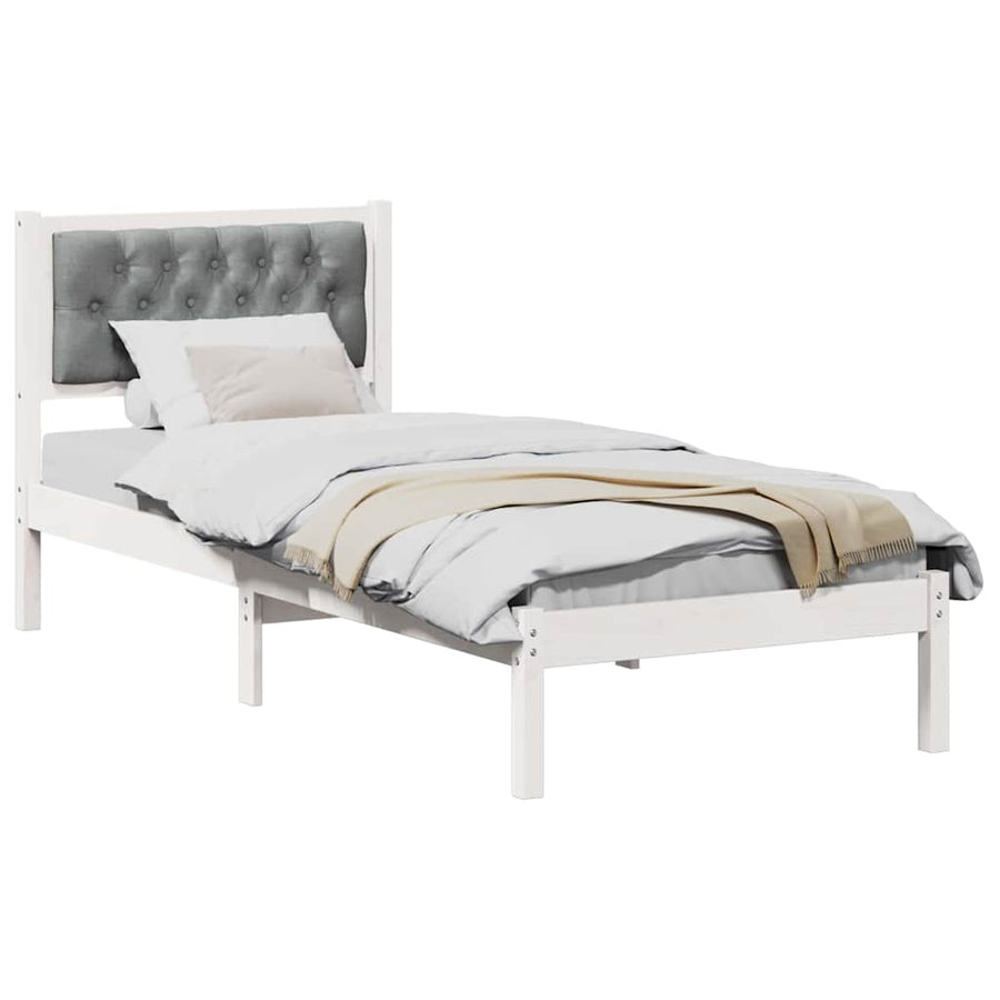 Bedframe met hoofdeinde Lichtgrijs 80 x 200 cm Stof