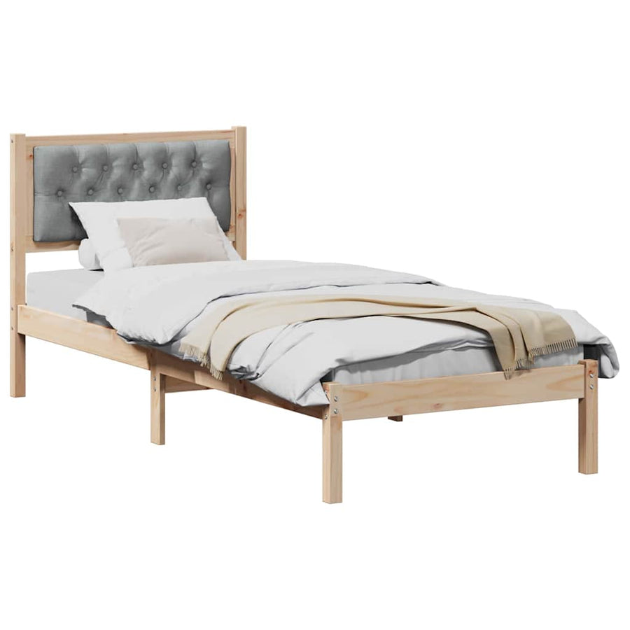 Bedframe met hoofdeinde Lichtgrijs 90 x 190 cm Stof