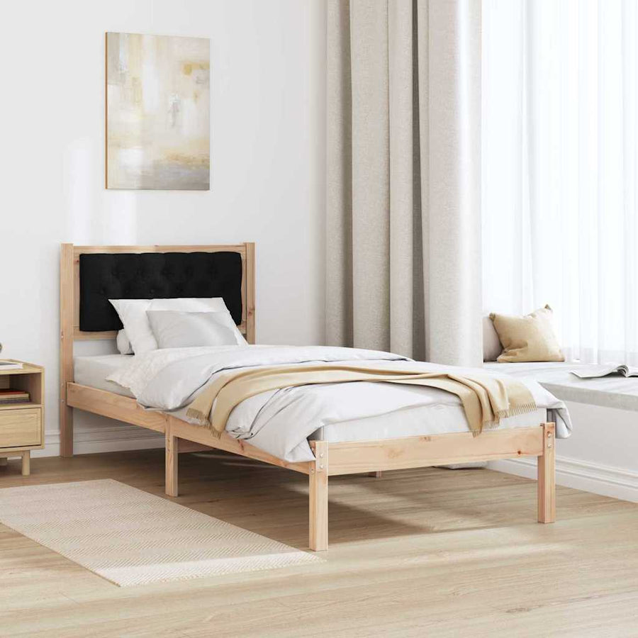 Bedframe met hoofdeinde Zwart 90 x 190 cm Stof
