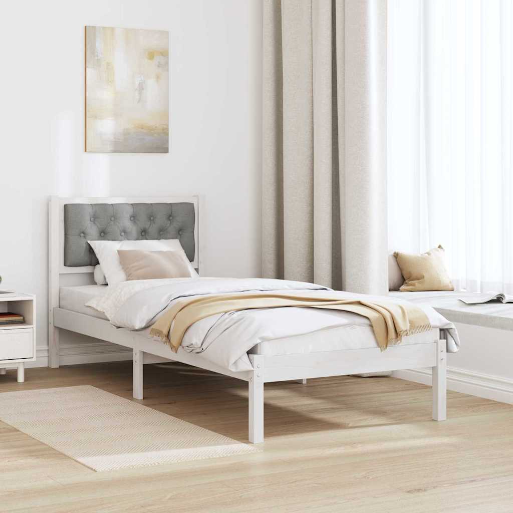Bedframe met hoofdeinde Lichtgrijs 90 x 190 cm Stof