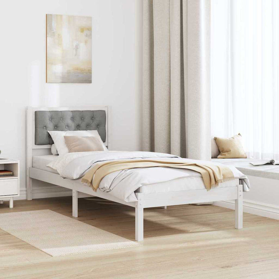 Bedframe met hoofdeinde Lichtgrijs 90 x 190 cm Stof