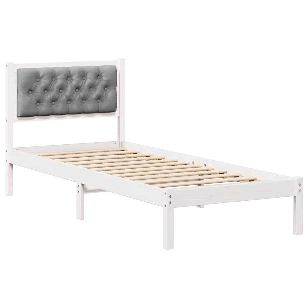 Bedframe met hoofdeinde Lichtgrijs 90 x 190 cm Stof
