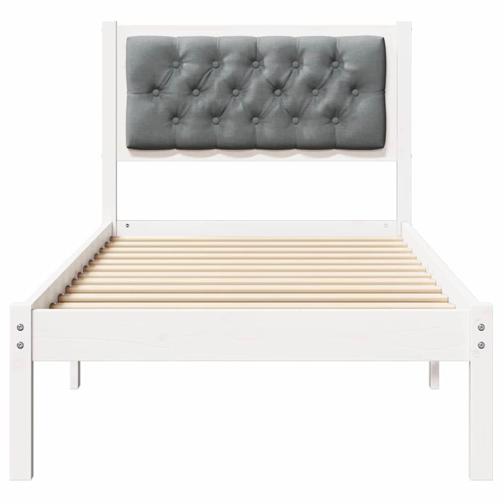 Bedframe met hoofdeinde Lichtgrijs 90 x 190 cm Stof