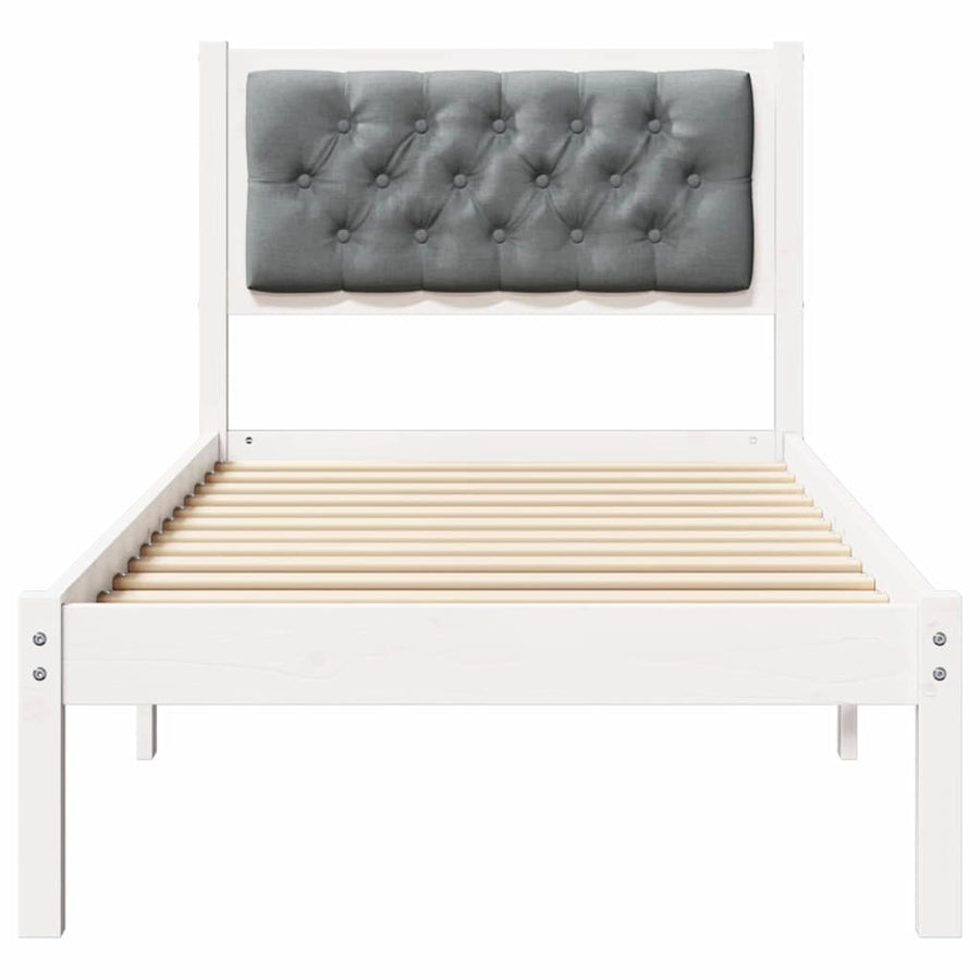 Bedframe met hoofdeinde Lichtgrijs 90 x 190 cm Stof