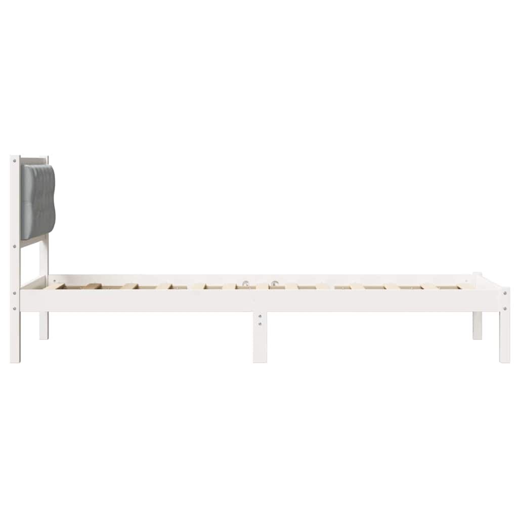 Bedframe met hoofdeinde Lichtgrijs 90 x 190 cm Stof