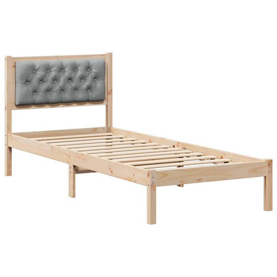 Bedframe met hoofdeinde Lichtgrijs 75 x 190 cm Stof