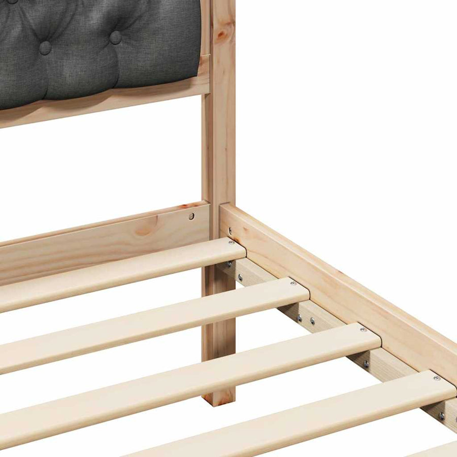 Bedframe met hoofdeinde Donkergrijs 75 x 190 cm Stof