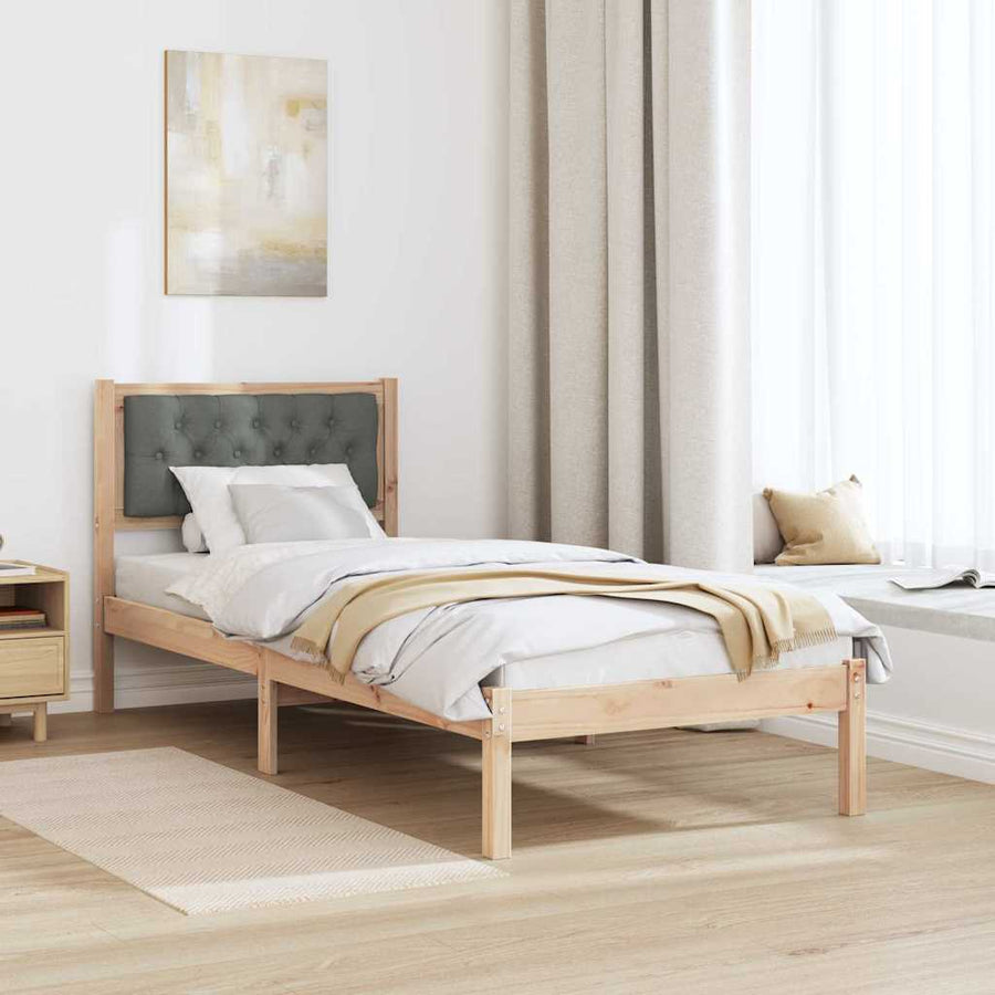 Bedframe met hoofdeinde Donkergrijs 75 x 190 cm Stof