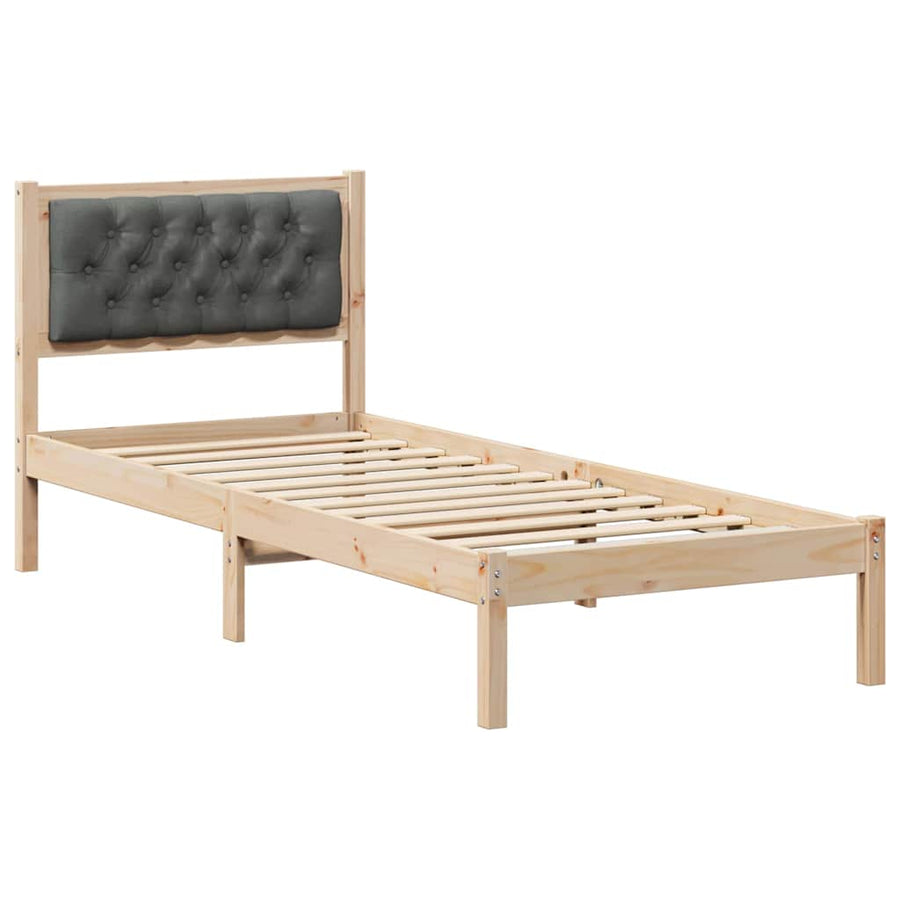Bedframe met hoofdeinde Donkergrijs 75 x 190 cm Stof