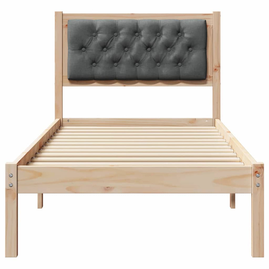 Bedframe met hoofdeinde Donkergrijs 75 x 190 cm Stof