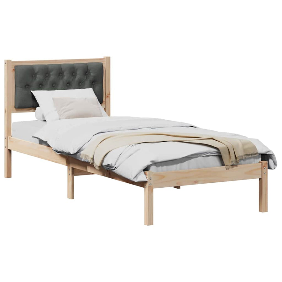 Bedframe met hoofdeinde Donkergrijs 75 x 190 cm Stof