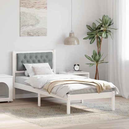 Bedframe met hoofdeinde Lichtgrijs 75 x 190 cm Stof