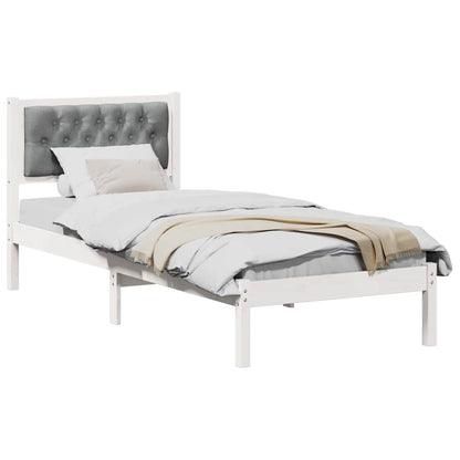 Bedframe met hoofdeinde Lichtgrijs 75 x 190 cm Stof