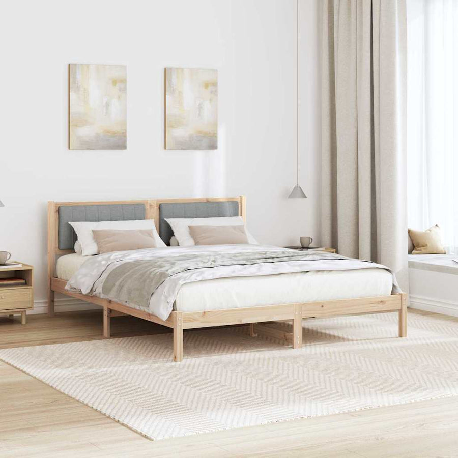 Bedframe met Gevoerd Hoofdgedeelte Lichtgrijs 160 x 200 cm Stof