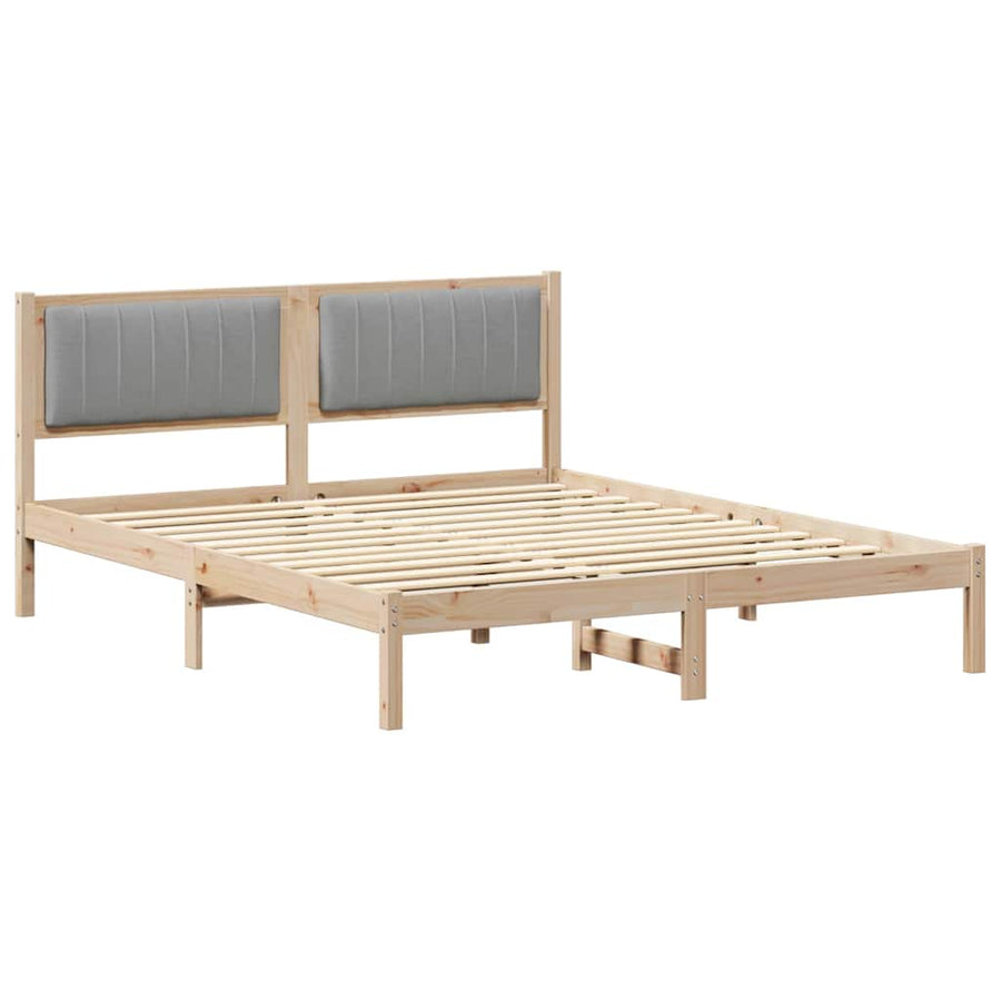 Bedframe met Gevoerd Hoofdgedeelte Lichtgrijs 160 x 200 cm Stof